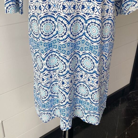 Caribbean Joe Womens UPF 50 Yoke Neck Dress Medallion Blue Sz Medium NWT… - Picture 3 of 10